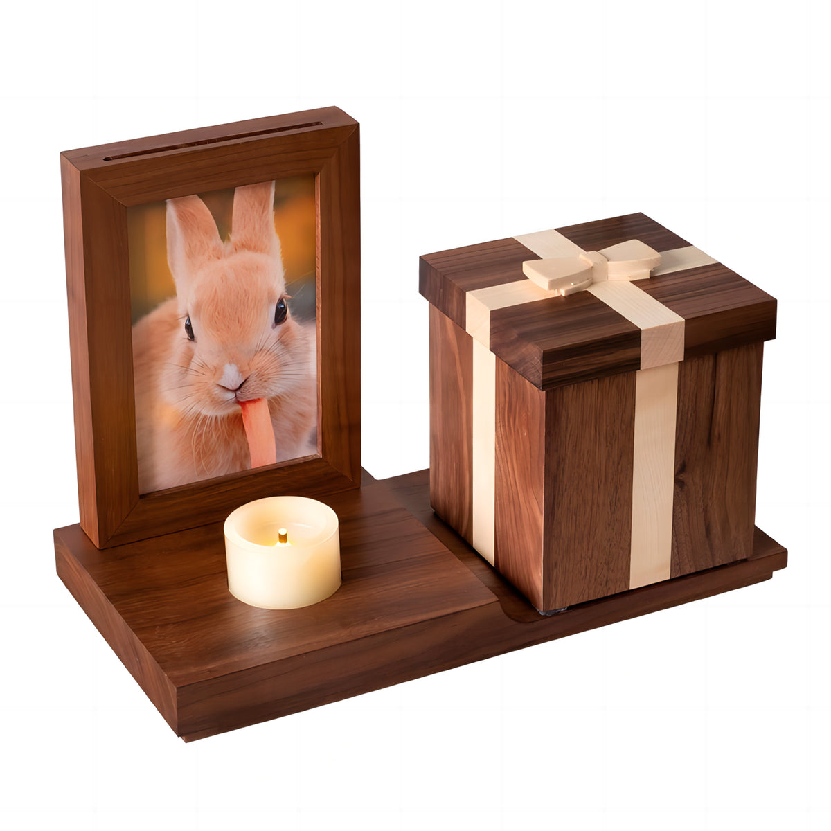 Pet solid wood photo frame urn