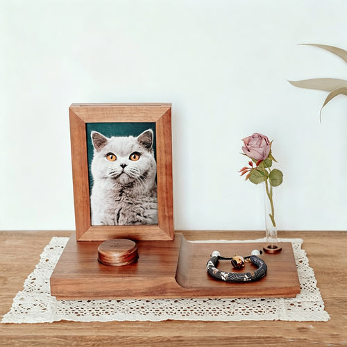 Pet solid wood photo frame urn