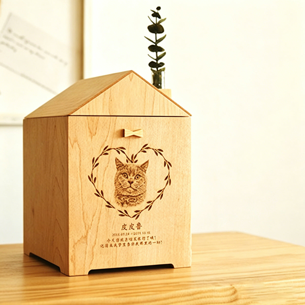 Black Walnut Maple Cherry Wood House Pet Urn